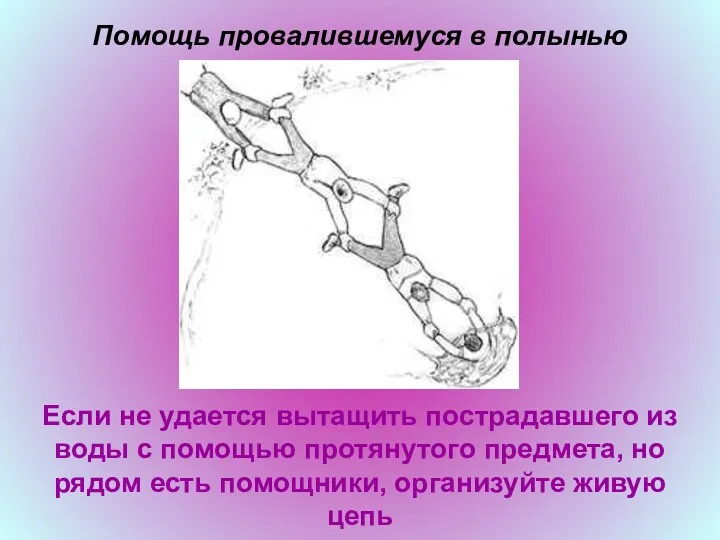 Помощь провалившемуся в полынью Если не удается вытащить пострадавшего из