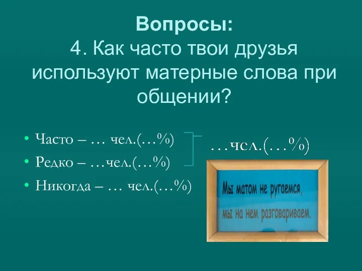 Вопросы: 4. Как часто твои друзья используют матерные слова при