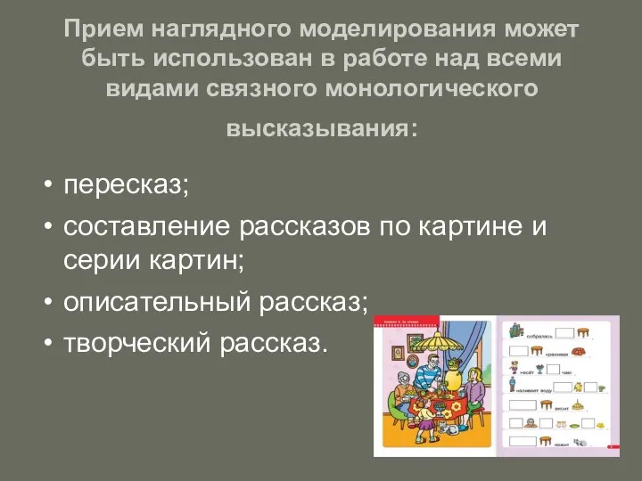 Прием наглядного моделирования может быть использован в работе над всеми