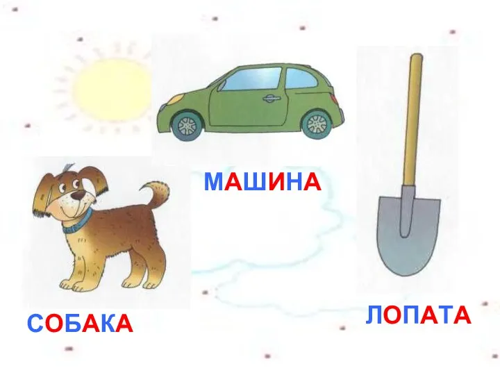 СОБАКА МАШИНА ЛОПАТА