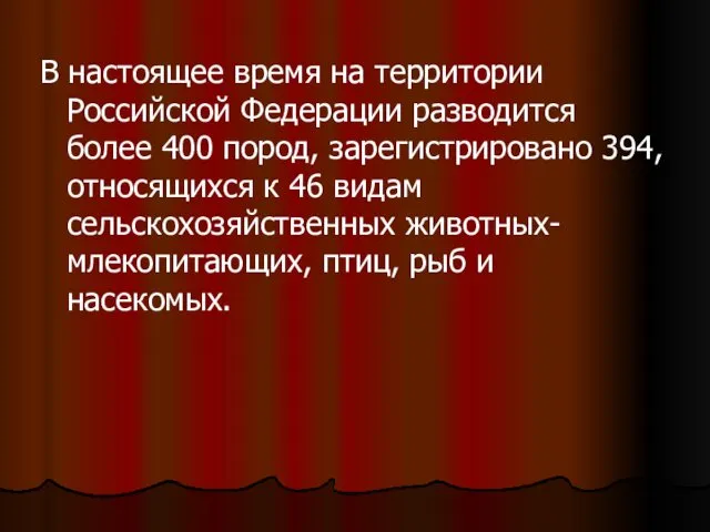 В настоящее время на территории Российской Федерации разводится более 400