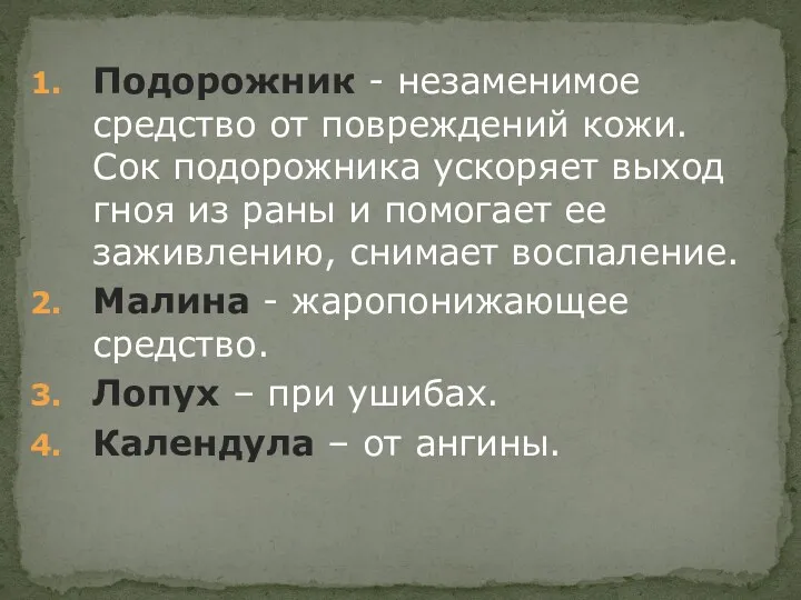 Подорожник - незаменимое средство от повреждений кожи. Сок подорожника ускоряет