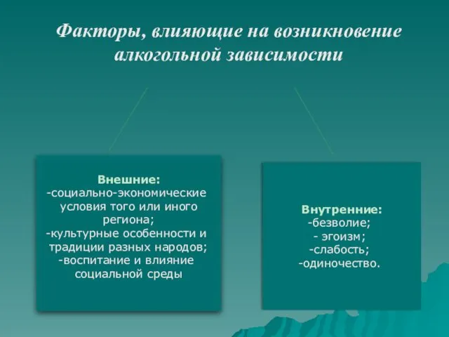 Внешние: социально-экономические условия того или иного региона; культурные особенности и