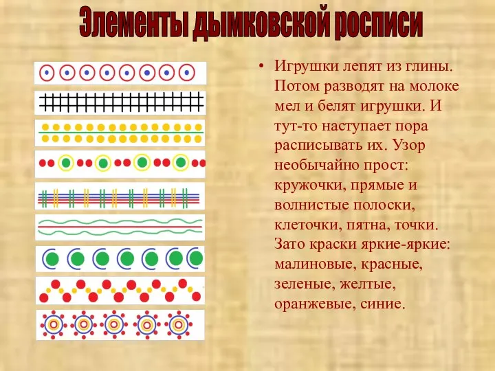 Игрушки лепят из глины. Потом разводят на молоке мел и