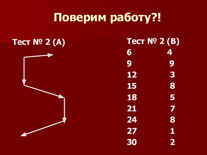 Поверим работу?! Тест № 2 (А) Тест № 2 (В)