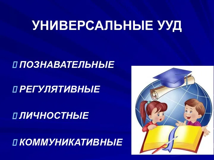 УНИВЕРСАЛЬНЫЕ УУД ПОЗНАВАТЕЛЬНЫЕ РЕГУЛЯТИВНЫЕ ЛИЧНОСТНЫЕ КОММУНИКАТИВНЫЕ