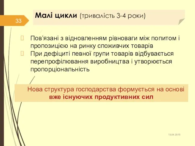 Малі цикли (тривалість 3-4 роки) Пов’язані з відновленням рівноваги між