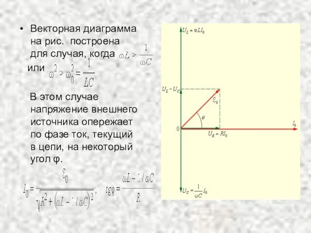 Векторная диаграмма на рис. построена для случая, когда или В