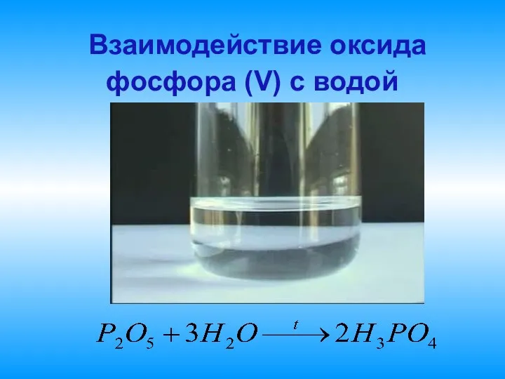Взаимодействие оксида фосфора (V) c водой