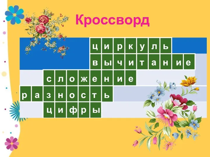 Кроссворд ц и р к у л ь в ы