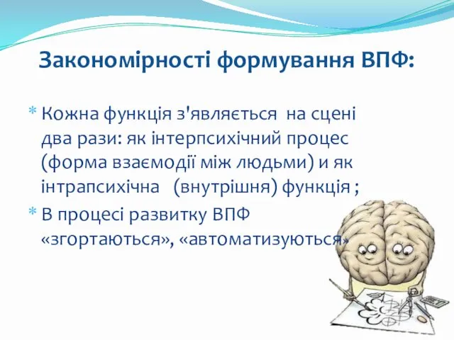 Закономірності формування ВПФ: Кожна функція з'являється на сцені два рази: