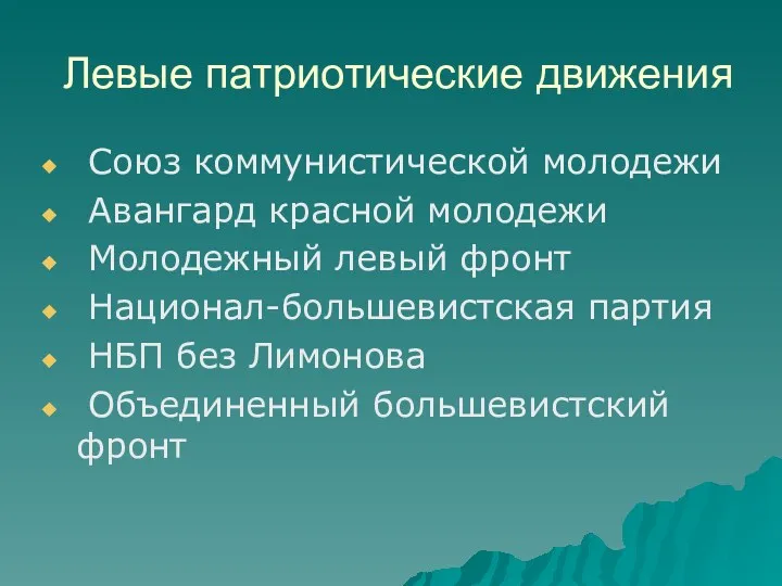 Левые патриотические движения Союз коммунистической молодежи Авангард красной молодежи Молодежный