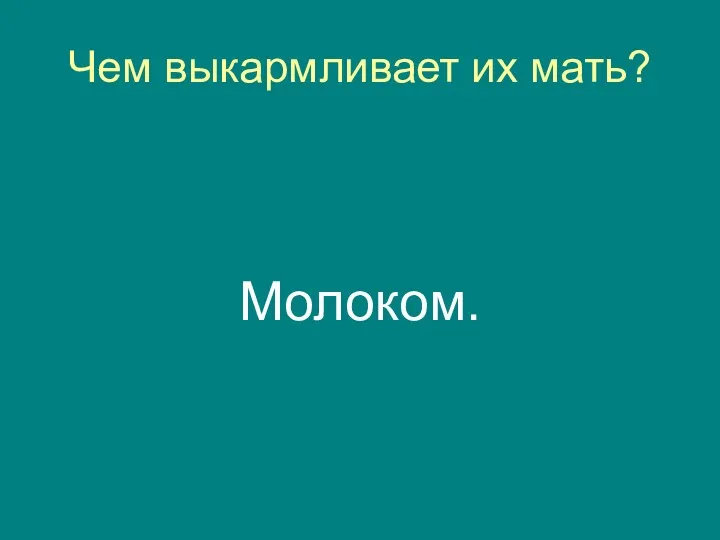 Чем выкармливает их мать? Молоком.