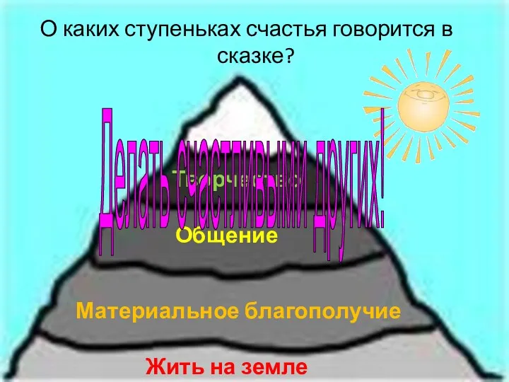 О каких ступеньках счастья говорится в сказке? Жить на земле