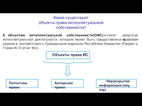 Какие существуют объекты права интеллектуальной собственности? К объектам интеллектуальной собственности