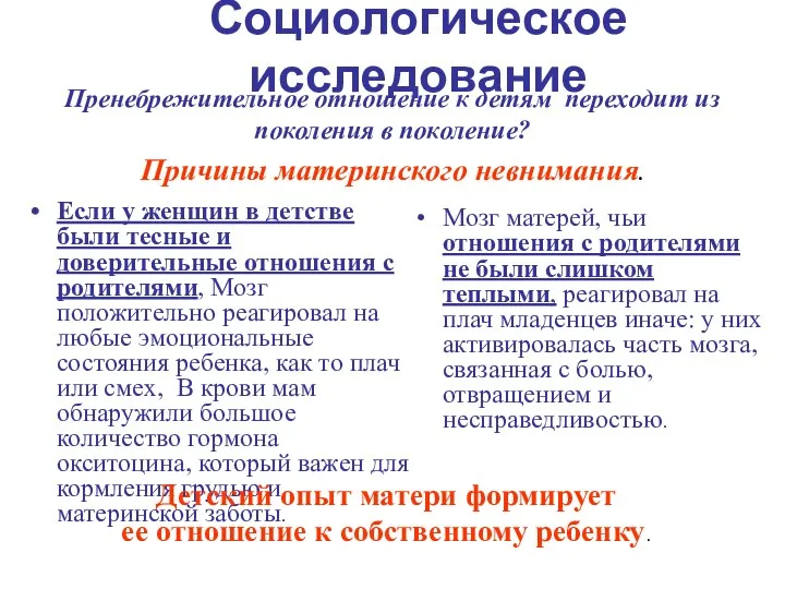 Социологическое исследование Если у женщин в детстве были тесные и