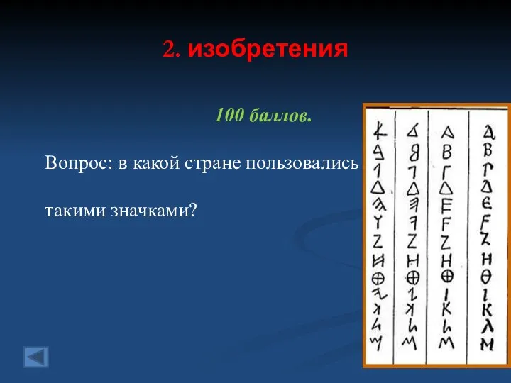 2. изобретения 100 баллов. Вопрос: в какой стране пользовались такими значками? Ответ: