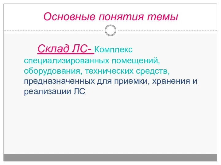 Склад ЛС- Комплекс специализированных помещений, оборудования, технических средств, предназначенных для