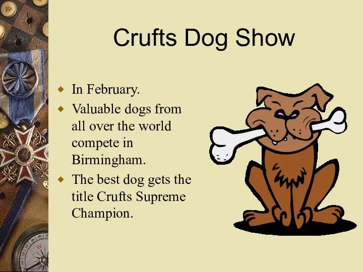 Crufts Dog Show In February. Valuable dogs from all over the world compete