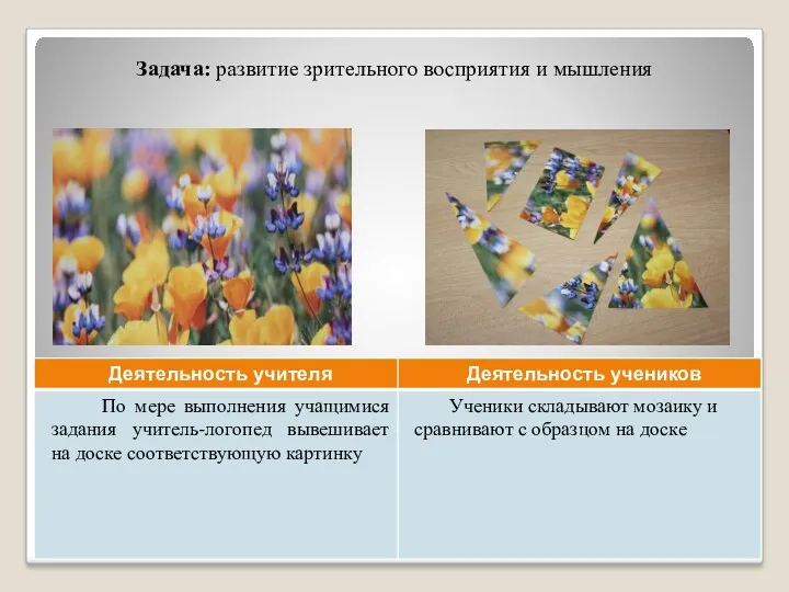 Задача: развитие зрительного восприятия и мышления