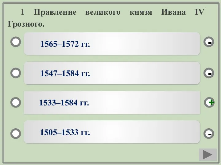 1 Правление великого князя Ивана IV Грозного. 1565–1572 гг. 1547–1584