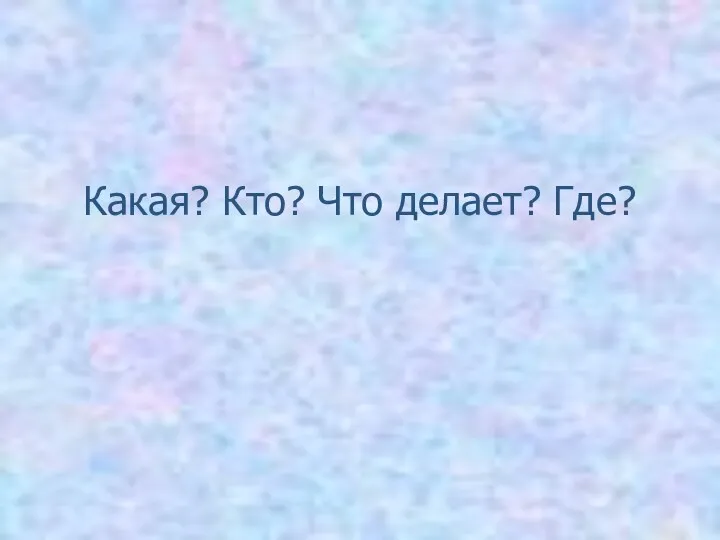 Какая? Кто? Что делает? Где?