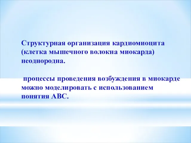 Структурная организация кардиомиоцита (клетка мышечного волокна миокарда) неоднородна. процессы проведения