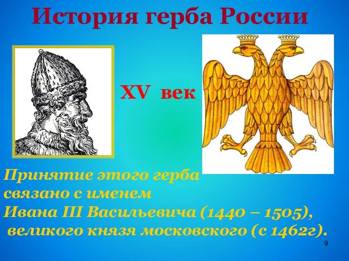 История герба России XV век Принятие этого герба связано с