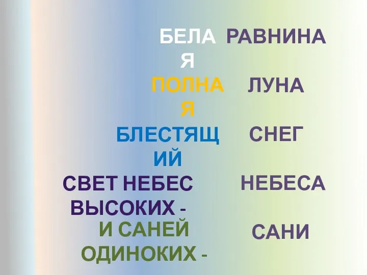 РАВНИНА ЛУНА СНЕГ НЕБЕСА САНИ белая полная Свет небес высоких - БЛЕСТЯЩИЙ И САНЕЙ ОДИНОКИХ -