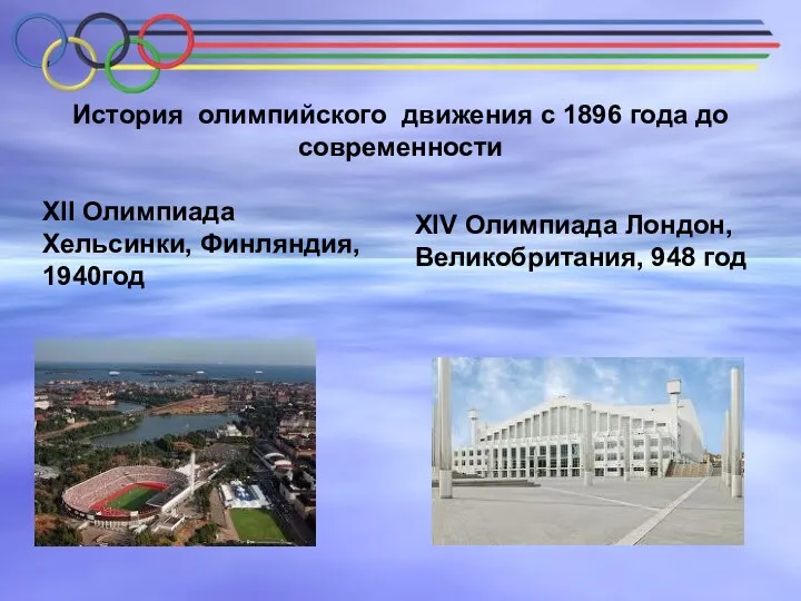 История олимпийского движения с 1896 года до современности XII Олимпиада