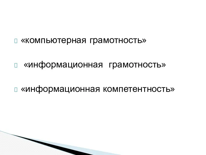 «компьютерная грамотность» «информационная грамотность» «информационная компетентность»