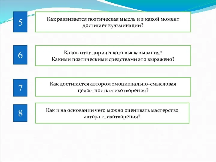 5 6 7 8 Как развивается поэтическая мысль и в