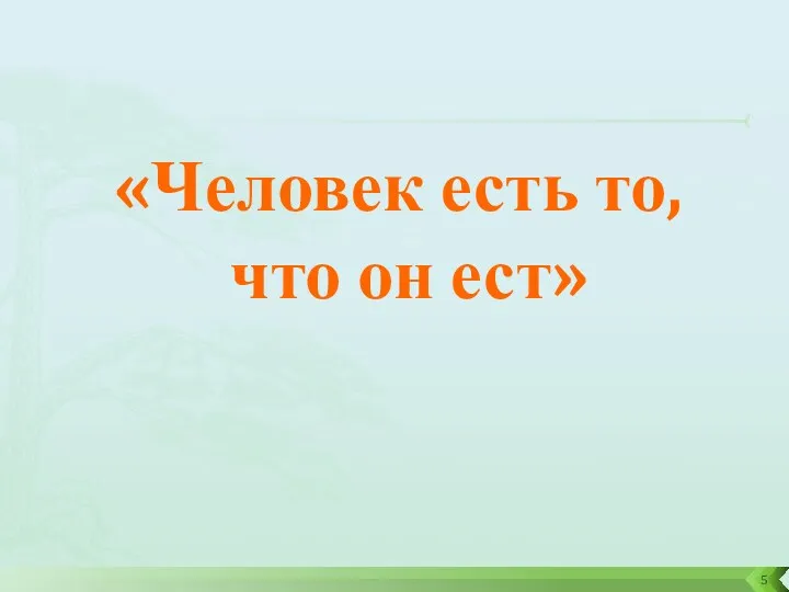 «Человек есть то, что он ест»