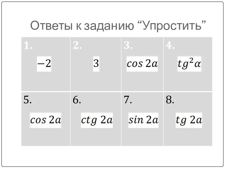 Ответы к заданию “Упростить”