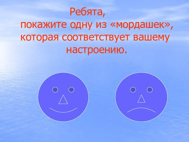 Ребята, покажите одну из «мордашек», которая соответствует вашему настроению.