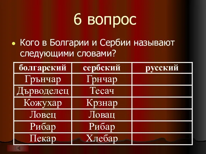6 вопрос Кого в Болгарии и Сербии называют следующими словами?