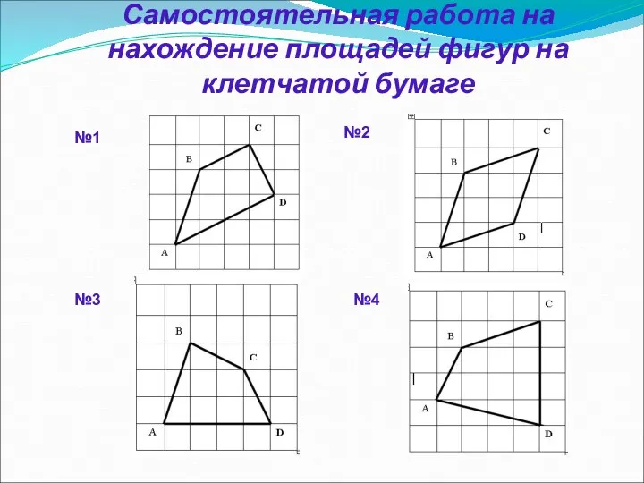 Самостоятельная работа на нахождение площадей фигур на клетчатой бумаге