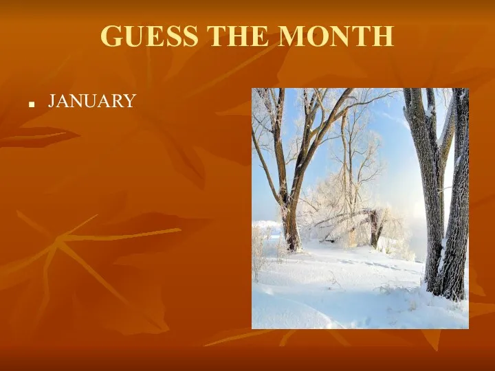 GUESS THE MONTH JANUARY