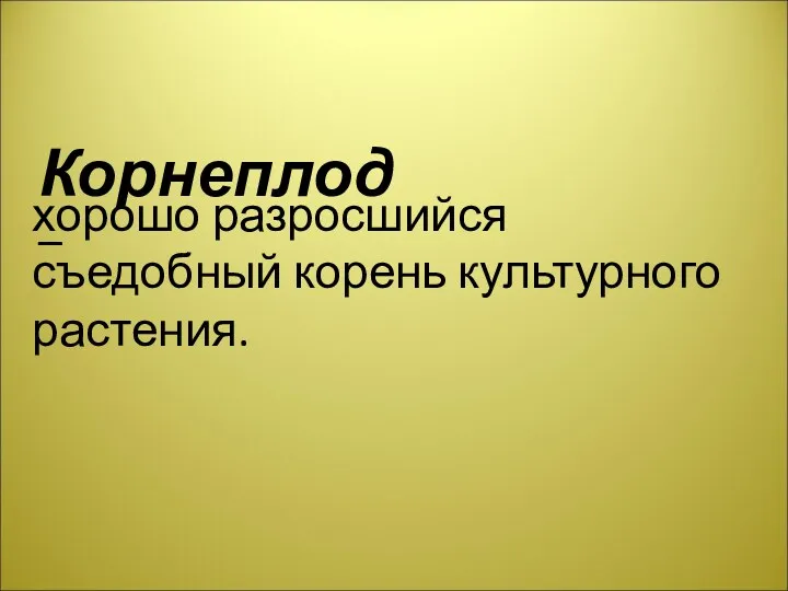 хорошо разросшийся съедобный корень культурного растения. Корнеплод –