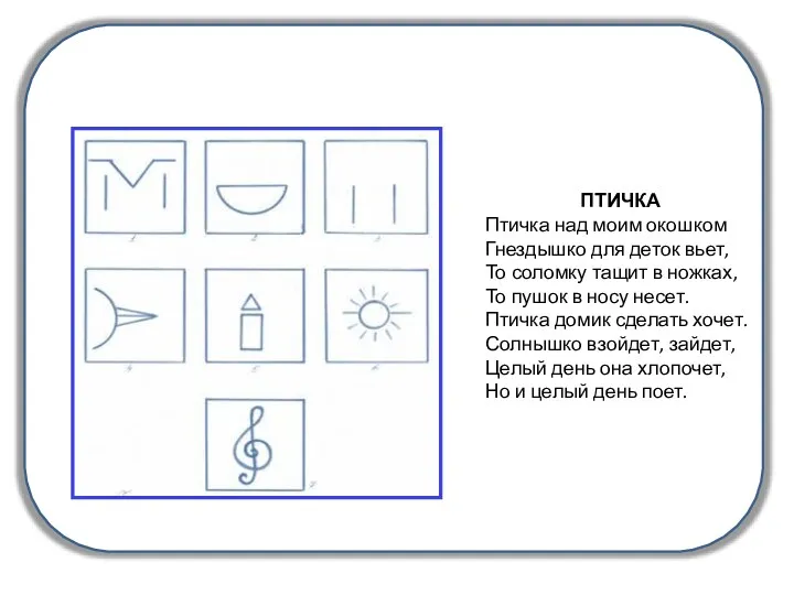 Заучивание стихотворения ПТИЧКА Птичка над моим окошком Гнездышко для деток