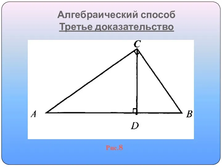 Алгебраический способ Третье доказательство Рис.8