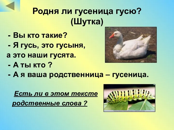 Родня ли гусеница гусю? (Шутка) Вы кто такие? Я гусь,