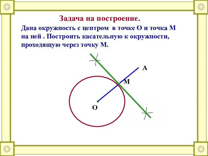 Задача на построение. Дана окружность с центром в точке O