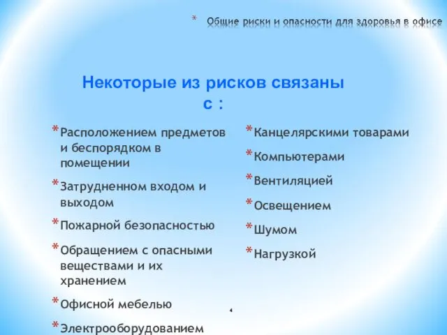 Расположением предметов и беспорядком в помещении Затрудненном входом и выходом