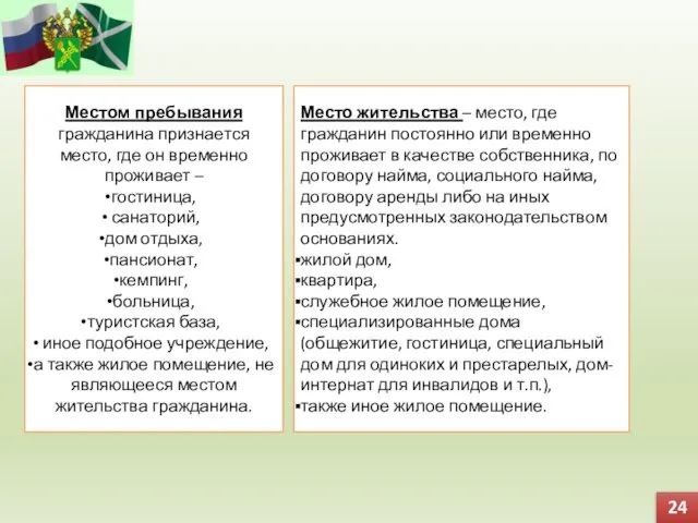 Местом пребывания гражданина признается место, где он временно проживает –