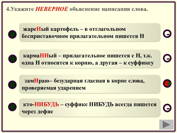 4.Укажите НЕВЕРНОЕ объяснение написания слова. замИраю– безударная гласная в корне