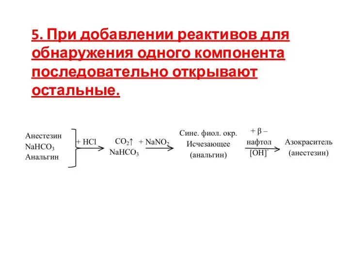 5. При добавлении реактивов для обнаружения одного компонента последовательно открывают остальные.