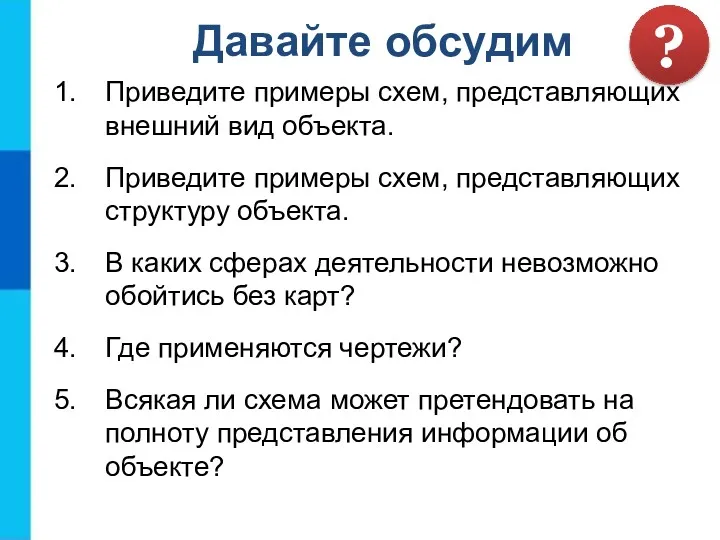 Приведите примеры схем, представляющих внешний вид объекта. Приведите примеры схем,