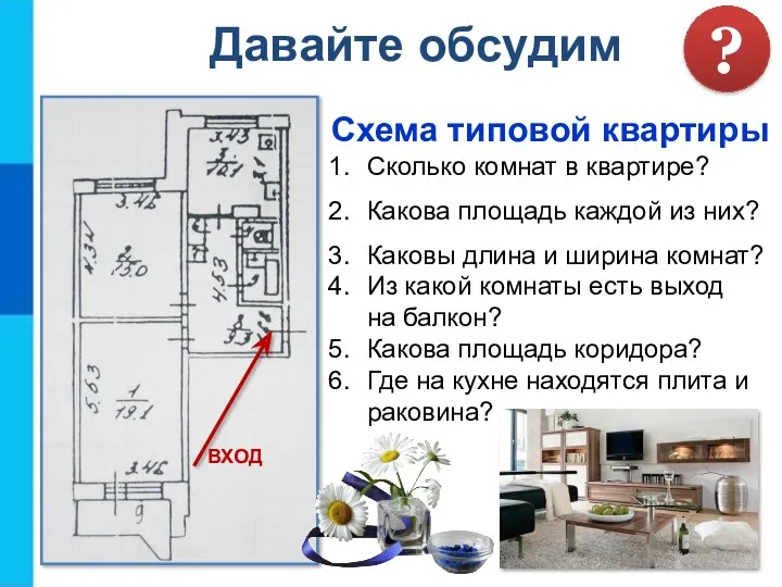 Схема типовой квартиры ВХОД Сколько комнат в квартире? Какова площадь