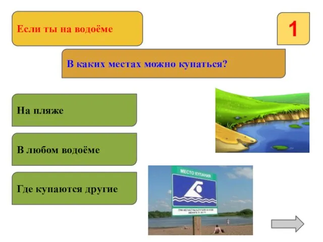 Если ты на водоёме 1 В каких местах можно купаться?